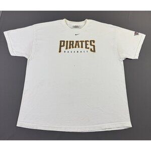 Rare Vintage 90s Nike Mid Swoosh Pittsburgh Pirates Baseball MLB White XL Tee